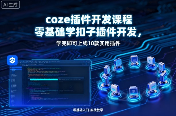 coze插件开发课程，零基础学扣子插件开发，学完即可上线10款实用插件-财仔梦想资源网