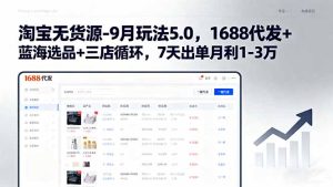 淘宝无货源-9月玩法5.0，1688代发+蓝海选品+三店循环，7天出单月利1-3万-财仔梦想资源网