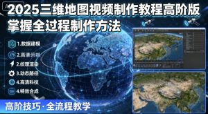 2025三维地图视频制作教程高阶版，掌握全过程制作方法-财仔梦想资源网