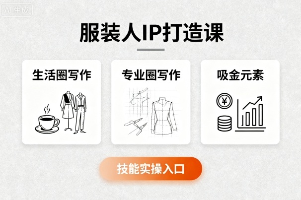 服装人IP打造课，文案创富+生活圈写作+专业圈写作+服装人专属+吸金元素+技能实操-财仔梦想资源网