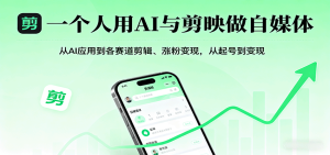 一个人用AI与剪映做自媒体,从AI应用到各赛道剪辑、涨粉变现,从起号到变现-财仔梦想资源网