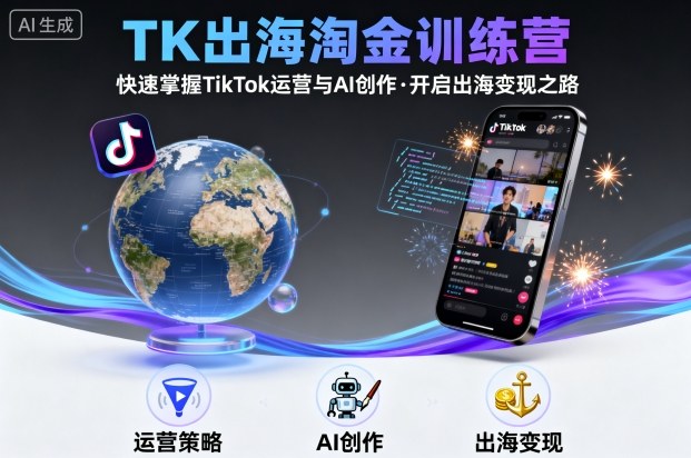 TK出海淘金训练营，助你快速掌握TikTok运营与AI创作，开启出海变现之路-财仔梦想资源网