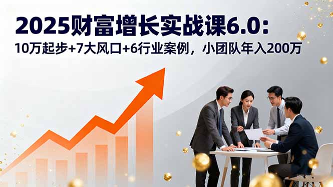 2025财富增长实战课6.0：10万起步+7大风口+6行业案例，小团队年入200万-财仔梦想资源网