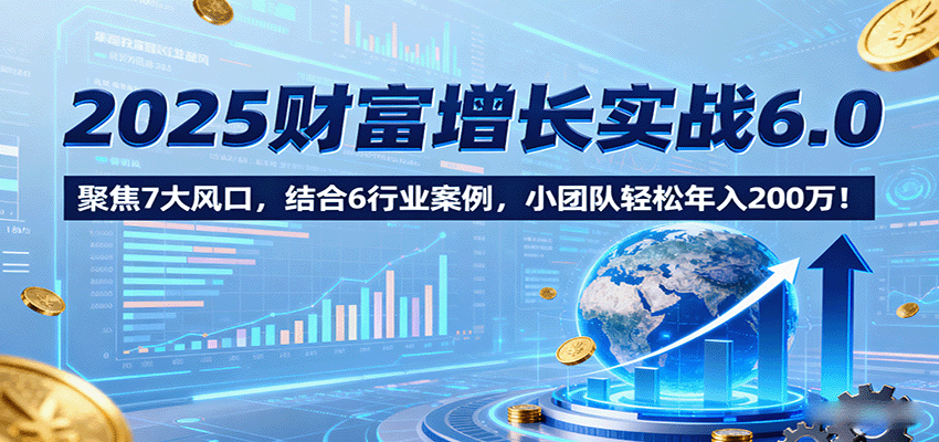 2025财富增长实战6.0,聚焦7大风口,结合6行业案例,小团队轻松年入200万!-财仔梦想资源网
