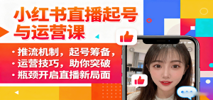 小红书直播起号与运营课：推流机制，起号筹备，运营技巧，助你突破瓶颈开启直播新局面-财仔梦想资源网