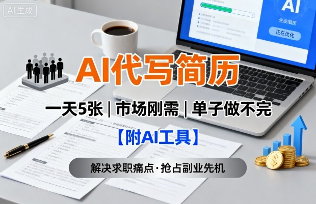 AI代写简历，一天5张，今年找工作难，市场刚需，单子做不完【附AI工具】-财仔梦想资源网