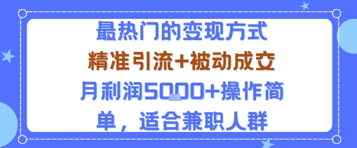 小众赛道玩法：当下最热门的变现方式，精准引流+被动成交月利润5k+操作简单，适合兼职人群-财仔梦想资源网