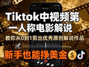 Tiktok中视频第一人称电影解说，教你从0到1剪出一个优秀的原创解说作品，新手也能挣美金-财仔梦想资源网