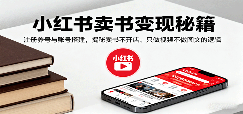 小红书卖书变现秘籍，注册养号与账号搭建，揭秘卖书不开店、只做视频不做图文的逻辑-财仔梦想资源网