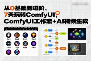 从0基础到进阶，7天玩转ComfyUI，Comfyui工作流+AI视频生成-财仔梦想资源网