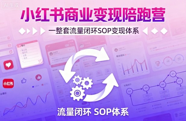 小红书商业变现陪跑营，轻IP矩阵私域获客聚光投流，一整套流量闭环SOP变现体系-财仔梦想资源网