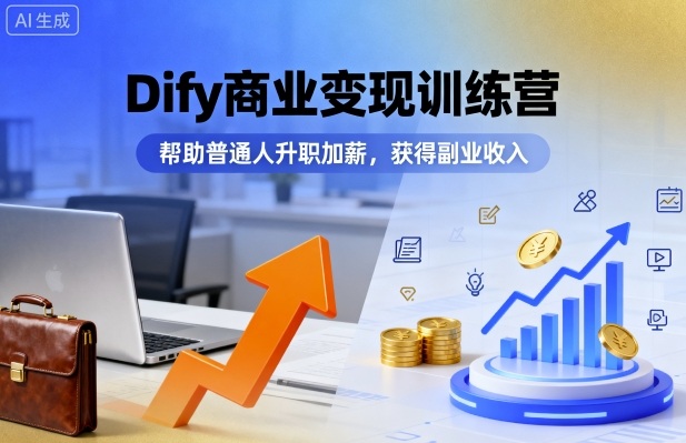 Dify商业变现训练营，帮助普通人升职加薪，获得副业收入-财仔梦想资源网