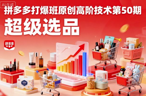 拼多多打爆班原创高阶技术第50期，超级选品-财仔梦想资源网