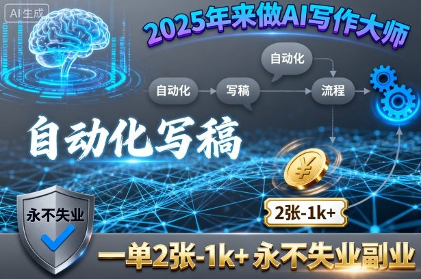 2025年来做AI写作大师，自动化写稿，一单2张-1k+，永不失业副业-财仔梦想资源网