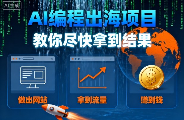 AI编程出海项目，教你尽快拿到结果-做出网站、拿到流量、賺到钱-财仔梦想资源网
