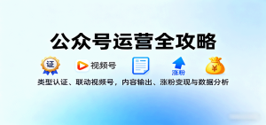 公众号运营全攻略：类型认证、联动视频号，内容输出、涨粉变现与数据分析-财仔梦想资源网