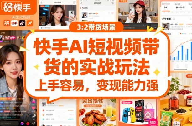 快手ai短视频带货的实战玩法，上手容易，变现能力强-财仔梦想资源网