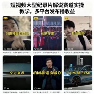 短视频大型纪录片解说赛道实操教学，多平台发布撸收益-财仔梦想资源网