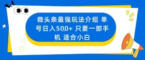 微头条最强玩法介绍一个号日入5张+只要一部手机适合小白-财仔梦想资源网