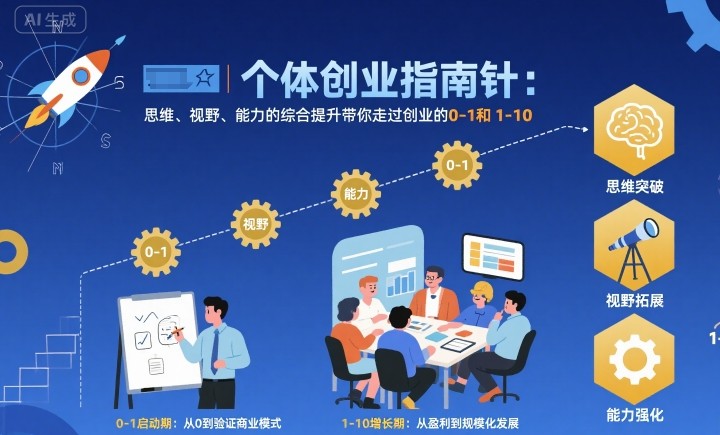个体创业指南针，思维、视野、能力的综合提升带你走过创业的0-1和1-10【音频】-财仔梦想资源网