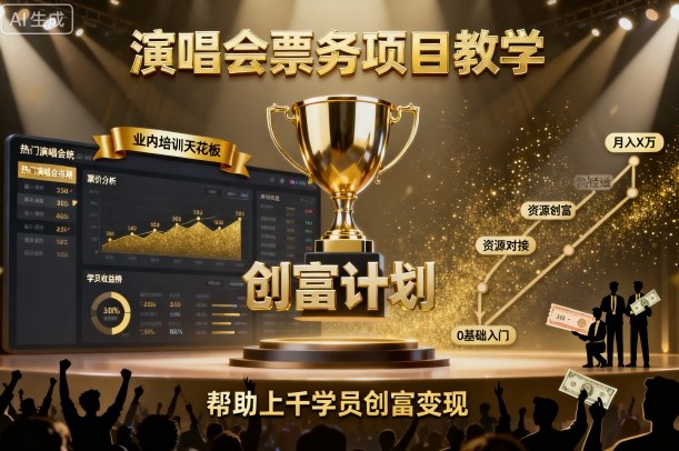 演唱会票务项目教学，业内培训天花板，帮助上千学员创富变现(更新)-财仔梦想资源网