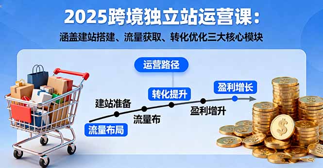 2025跨境独立站运营课：涵盖建站搭建、流量获取、转化优化三大核心模块-财仔梦想资源网