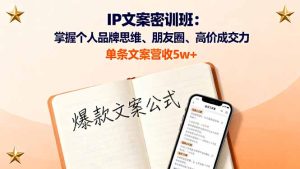 IP文案密训班：掌握个人品牌思维、朋友圈、高价成交力，单条文案营收5w+-财仔梦想资源网