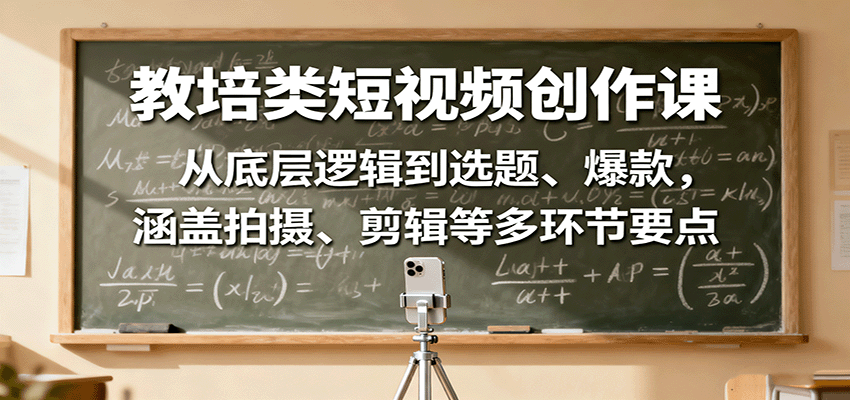 教培类短视频创作课：从底层逻辑到选题、爆款，涵盖拍摄、剪辑等多环节要点-财仔梦想资源网