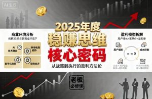 2025年度稳賺思维老板创业营，拆解2025年新商业环境下，企业实现持续盈利的核心密码-财仔梦想资源网
