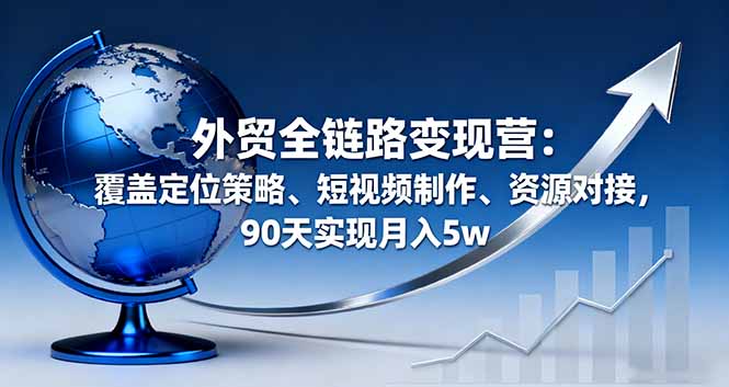 外贸全链路变现营：覆盖定位策略、短视频制作、资源对接，90天实现月入5w-财仔梦想资源网
