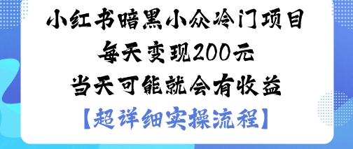 小红书暗黑小众冷门项目每天变现2张当天可能就会有收益-财仔梦想资源网