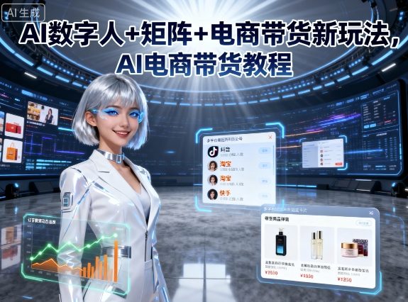 AI数字人+矩阵+电商带货新玩法，AI电商带货教程-财仔梦想资源网
