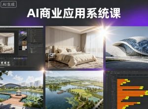 AI商业应用系统课，室内-软装-建筑-景观，智能设计+效果图+动画画实战-财仔梦想资源网