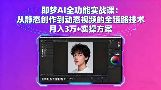 即梦AI全功能实战课：从静态创作到动态视频的全链路技术月入3万+实操方案-财仔梦想资源网