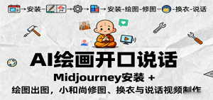 AI绘画开口说话，Midjourney安装+绘图出图，小和尚修图、换衣与说话视频制作-财仔梦想资源网