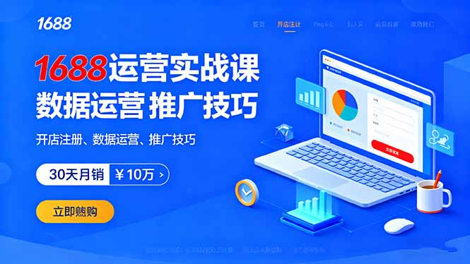 1688运营实战课：开店注册、数据运营、推广技巧，30天月销破10万+-财仔梦想资源网