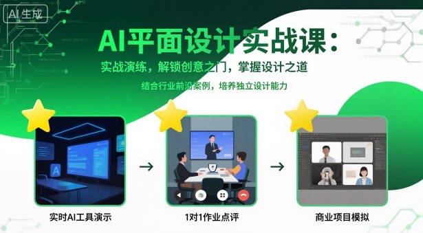 AI平面设计实战课，实战演练，解锁创意之门，掌握设计之道-财仔梦想资源网