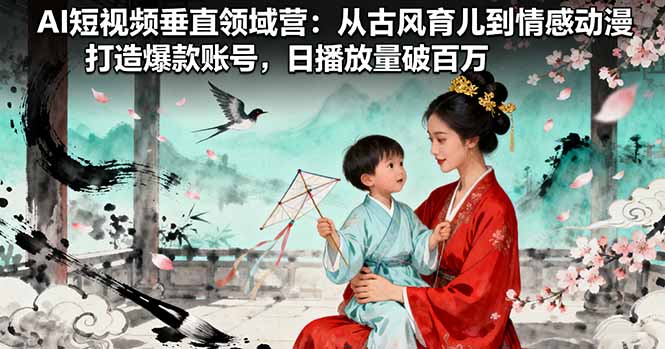 AI短视频垂直领域营：从古风育儿到情感动漫，打造爆款账号,日播放量破百万-财仔梦想资源网