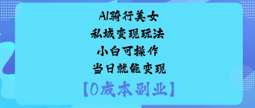 AI骑行美女私域变现玩法小白可操作当日就能变现-财仔梦想资源网
