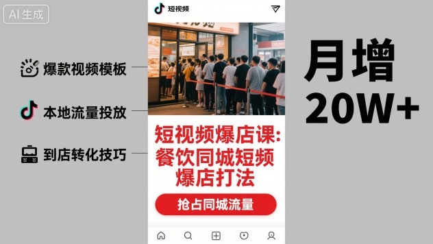 短视频爆店课，餐饮同城短视频爆店打法-财仔梦想资源网