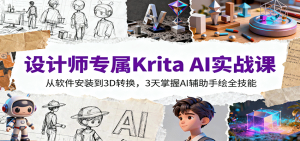 设计师专属KritaAI实战课：从软件安装到3D转换，3天掌握AI辅助手绘全技能-财仔梦想资源网