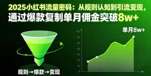 2025小红书流量密码：从规则认知到引流变现，通过爆款复制单月佣金突破8w+-财仔梦想资源网