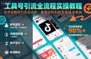 工具号引流全流程保姆级实操教程，全平台精准引流创业粉，最前沿的私域变现技术赋能-财仔梦想资源网