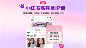 小红书高客单IP课，免费盈利模型、会员制、关键词截流，单账号月入10万+-财仔梦想资源网