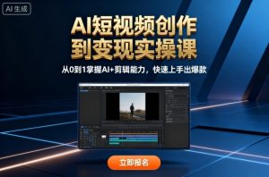 AI短视频创作到变现实操课，从0到1掌握AI+剪辑能力，快速上手出爆款(更新10月)-财仔梦想资源网