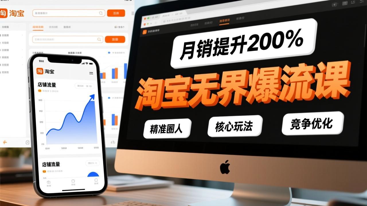 淘宝无界爆流课，精准圈人、核心玩法、竞争优化，快速引爆店铺流量，月销提升200%-财仔梦想资源网