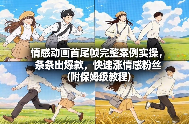 情感动画首尾帧完整案例实操，条条出爆款，快速涨情感粉丝(附保姆级教程)-财仔梦想资源网