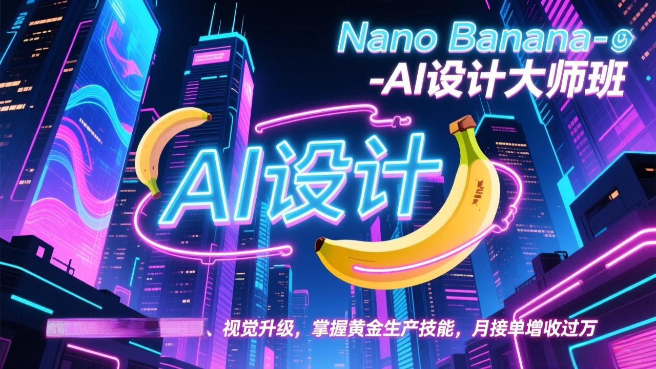 Nano Banana-AI设计大师班，修图合成、广告创作、视觉升级，掌握黄金生产技能，月接单增收过万-财仔梦想资源网