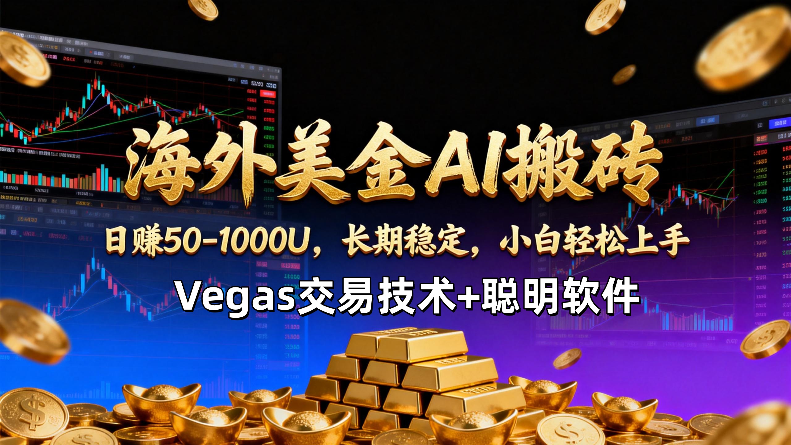 【海外美金AI搬砖】Vegas交易技术+聪明软件，日赚50-1000U，长期稳定，小白轻松上手。-财仔梦想资源网