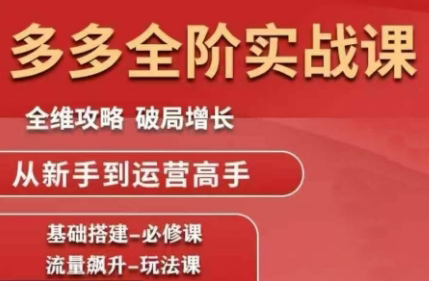 大炮·拼多多全阶实战课程(更新2026)-财仔梦想资源网